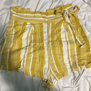 Yellow and white flowy shorts